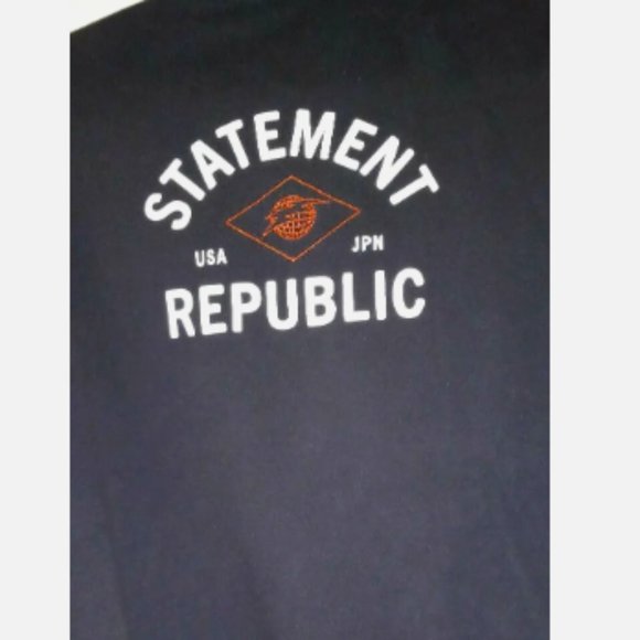 Men's Hoodie Sz L Black Full Zip Sweatshirt Hand Pockets USA Japan Logo - Picture 5 of 11